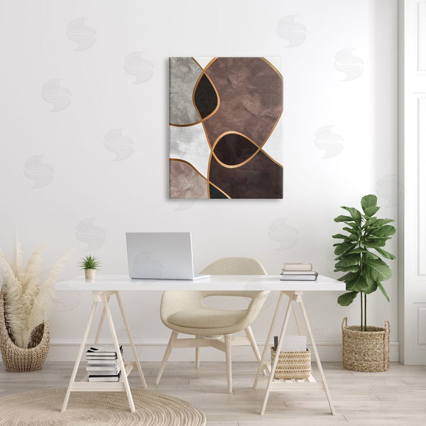 Stupell Industries Design Fabrikken | Abstract Organic Layered Shapes Brown Blush Contrasting Tones Wall Art