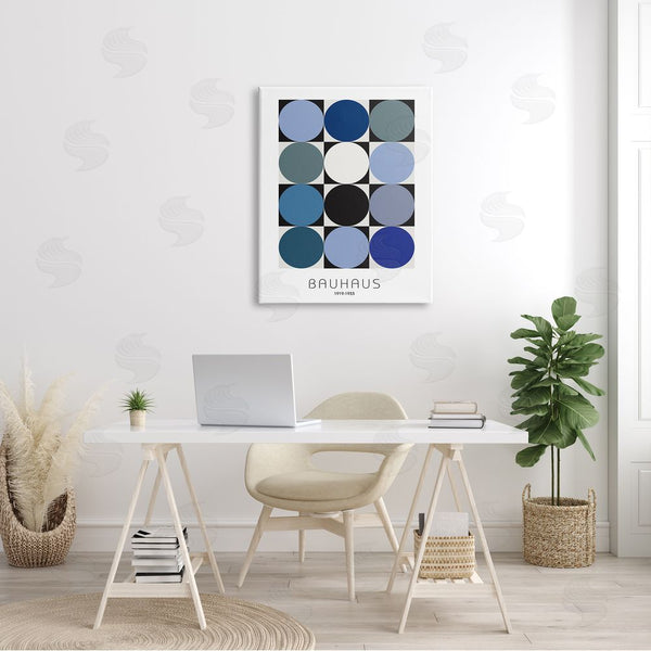 Stupell Industries Design Fabrikken | Bauhaus Geometrical Circle Square Abstract Composition Blue Black Wall Art