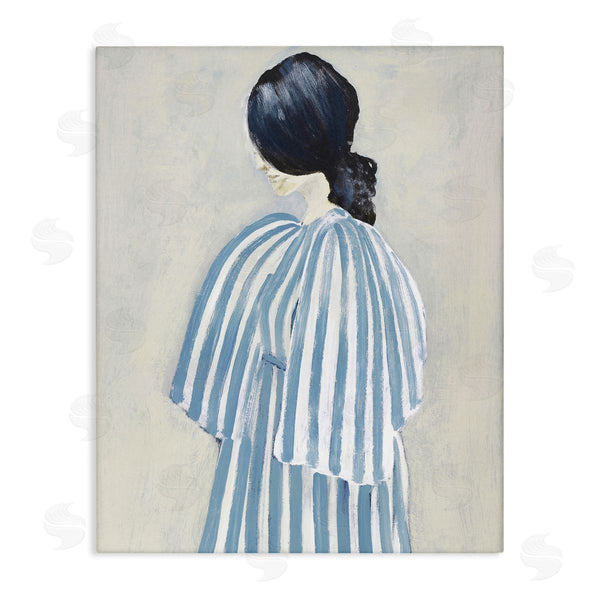 stupell industries Design Fabrikken | Girl in Blue Striped Dress Wall Art