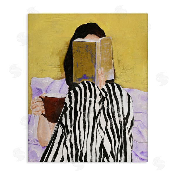 stupell industries Design Fabrikken | Girl Reading in Bed Wall Art