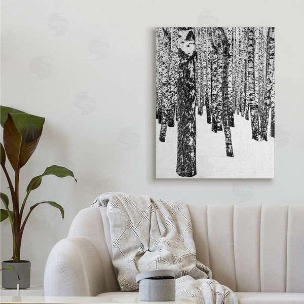 Stupell Industries Design Fabrikken | Minimal Snowy Woods Landscape Black And White Wall Art