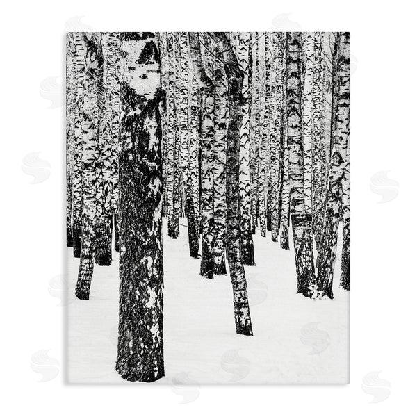 stupell industries Design Fabrikken | Minimal Snowy Woods Landscape Black and White Wall Art