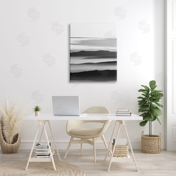 Stupell Industries Design Fabrikken | Misty Clouds Eerie Mountain Landscape Black White Wall Art