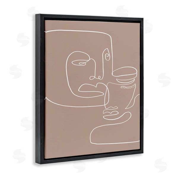 Stupell Industries Design Fabrikken | Two Faces Single Line Drawing Brown Beige Abstract Wall Art