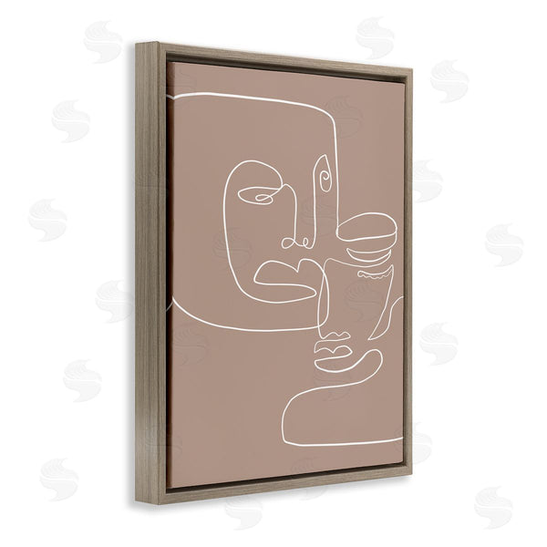 Stupell Industries Design Fabrikken | Two Faces Single Line Drawing Brown Beige Abstract Wall Art