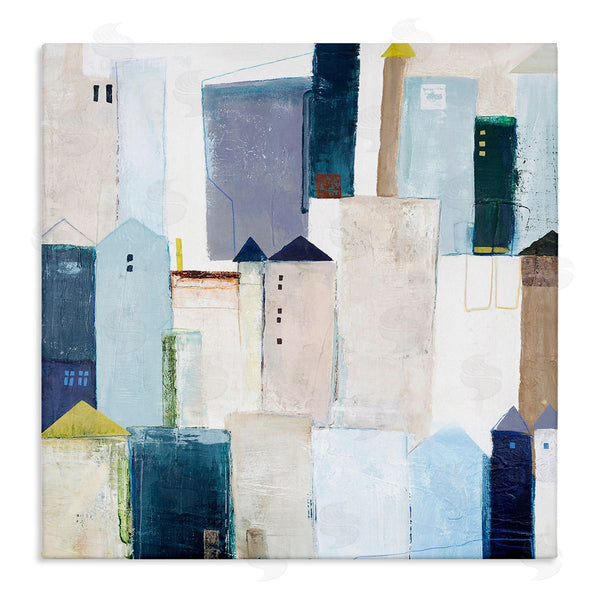 stupell industries Design Fabrikken | Urban City Street Abstract Landscape Painting Blue Beige Wall Art
