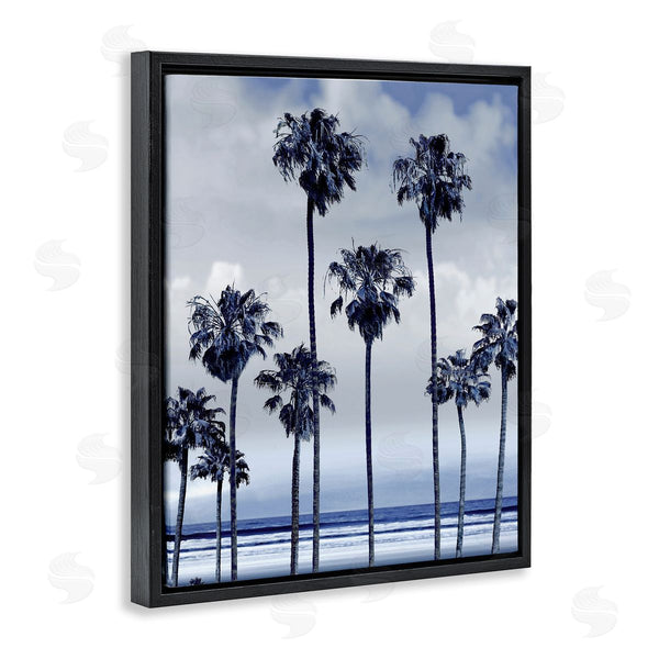 Stupell Industries Devon Davis | Navy Blue Palm Trees On Coastline Monochromatic Wall Art