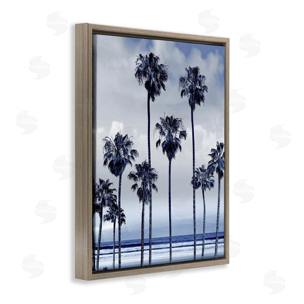 Stupell Industries Devon Davis | Navy Blue Palm Trees On Coastline Monochromatic Wall Art
