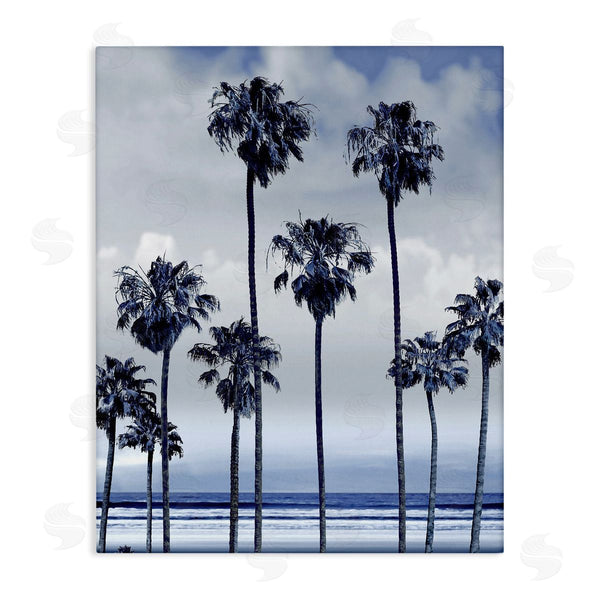 stupell industries Devon Davis | Navy Blue Palm Trees on Coastline Monochromatic Wall Art