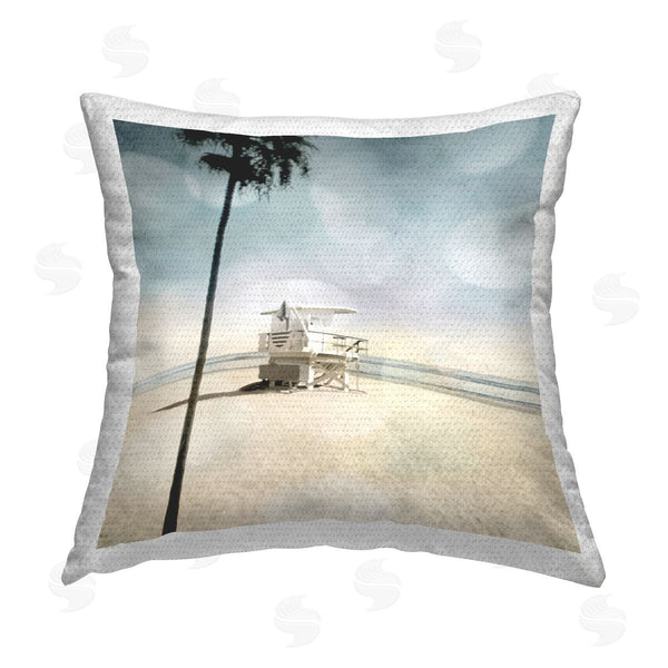 Stupell Industries Devon Davis | Peaceful Beach Shore Waterfront Printed Throw Pillow