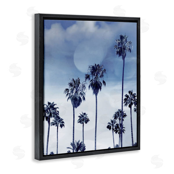 Stupell Industries Devon Davis | Tall Tropical Pine Trees Monochromatic Blue Landscape Wall Art