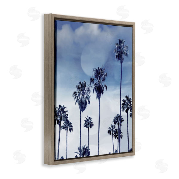 Stupell Industries Devon Davis | Tall Tropical Pine Trees Monochromatic Blue Landscape Wall Art