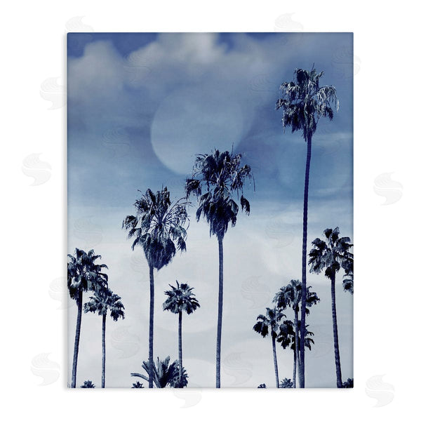 stupell industries Devon Davis | Tall Tropical Pine Trees Monochromatic Blue Landscape Wall Art