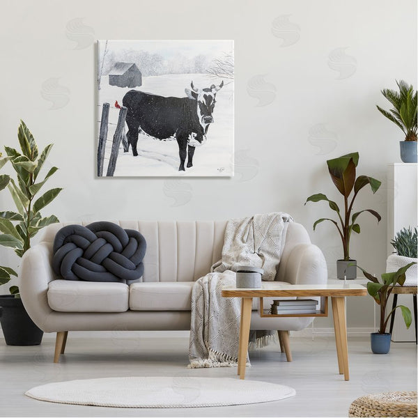 Stupell Industries Diane Fifer | Black Farm Cow Niveous Snow Covered Field Wall Art