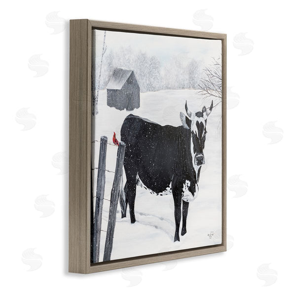 Stupell Industries Diane Fifer | Black Farm Cow Niveous Snow Covered Field Wall Art