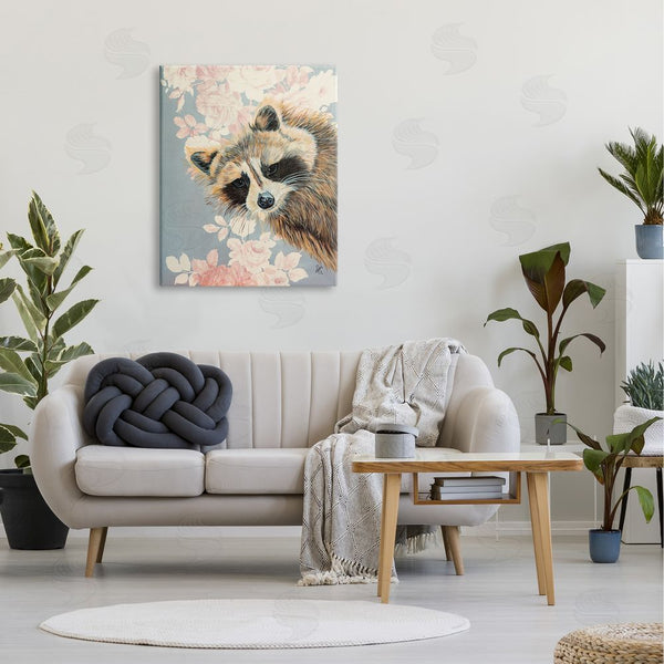 Stupell Industries Diane Fifer | Raccoon Hanging From Pink Flowers Animal Portrait Wall Art