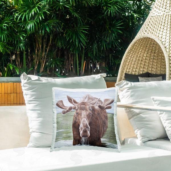 Stupell Industries Diane Fifer | Rustic Moose In Lake Printed Throw Pillow