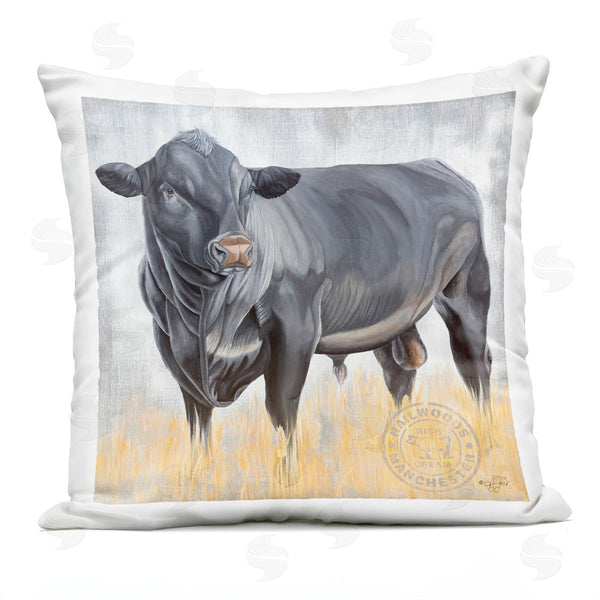 Stupell Industries Diane Fifer | Stoic Black Cattle Bull Printed Throw Pillow