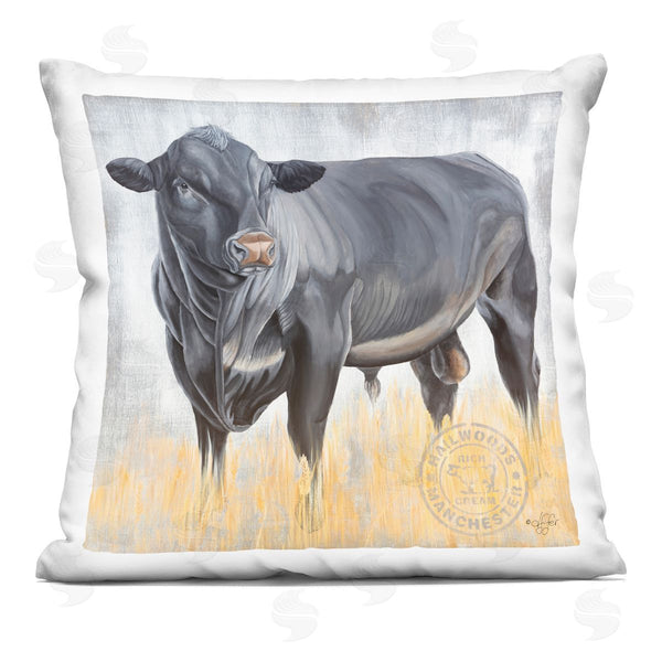 stupell industries Diane Fifer | Stoic Black Cattle Bull Printed Throw Pillow