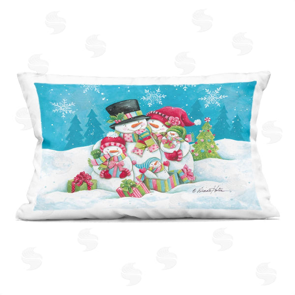 stupell industries Diane Kater | Festive Snowman Family Scene Printed Throw Pillow