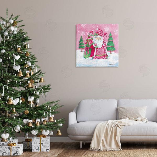 Stupell Industries Diane Kater | Pink & Green Santa Scene Wall Art