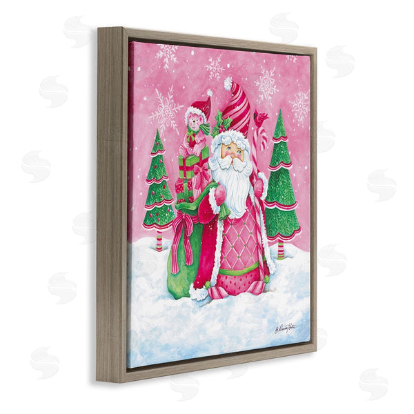 Stupell Industries Diane Kater | Pink & Green Santa Scene Wall Art