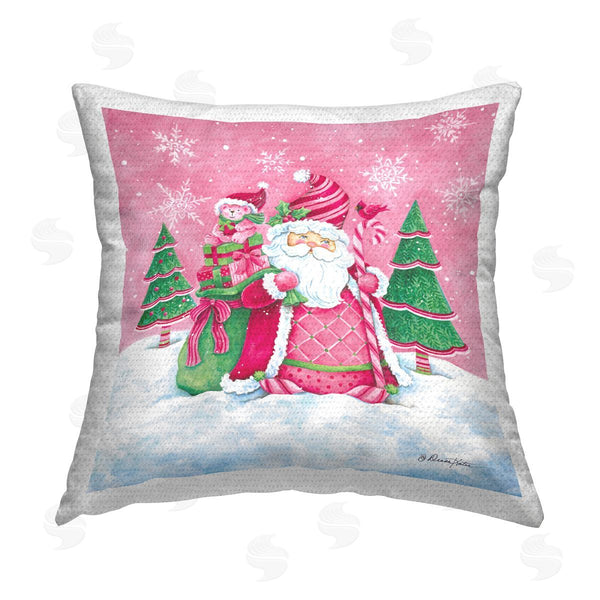 Stupell Industries Diane Kater | Pink Santa Snowscape Printed Throw Pillow