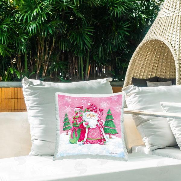 Stupell Industries Diane Kater | Pink Santa Snowscape Printed Throw Pillow