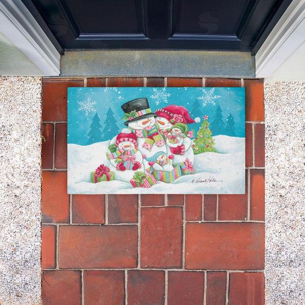Stupell Industries Diane Kater | Vintage Snowman Family Non-Woven Door Mat