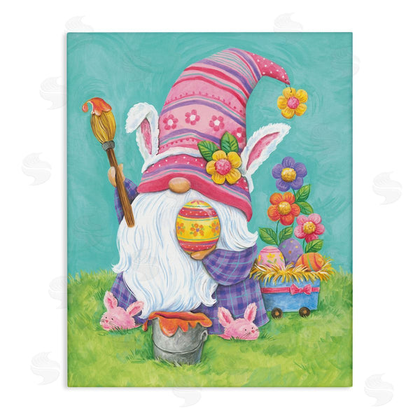 stupell industries Diane Kater | Whimsical Gnome Painting Easter Eggs Festive Flowers Wall Art