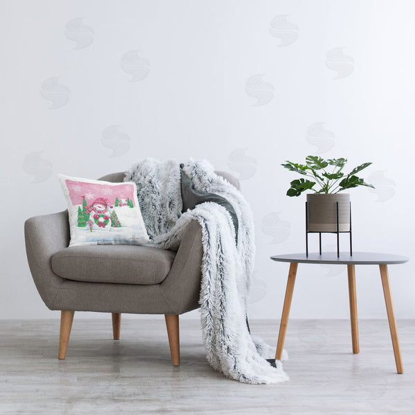 Stupell Industries Diane Kater | Winter Snowman & Cottage Printed Throw Pillow