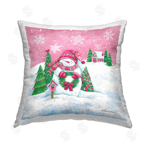 Stupell Industries Diane Kater | Winter Snowman & Cottage Printed Throw Pillow