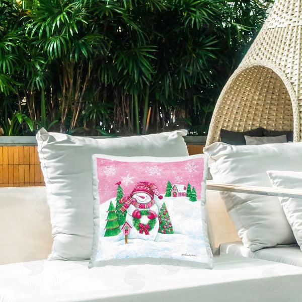 Stupell Industries Diane Kater | Winter Snowman & Cottage Printed Throw Pillow