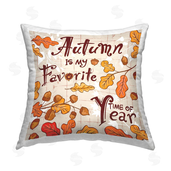 stupell industries Diane Labombarbe | Autumn Phrase & Foliage Printed Throw Pillow