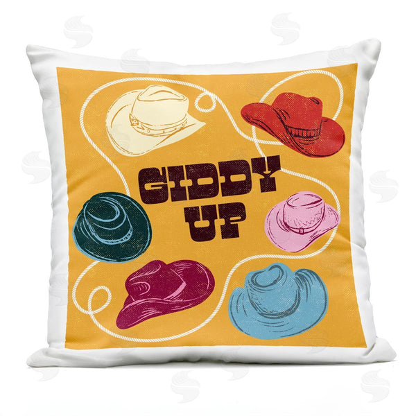Stupell Industries Diane Labombarbe | Giddy Up Cowboy Hats & Lasso Printed Throw Pillow