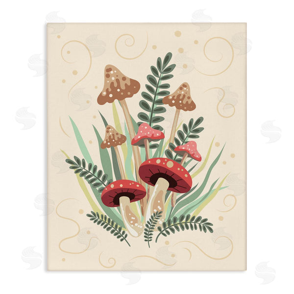 stupell industries Diane Labombarbe | Mushrooms and Swirl Pattern