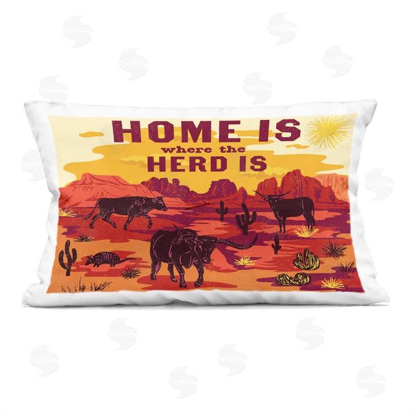 stupell industries Diane Labombarbe | Western Home Where Herd Is Printed Throw Pillow