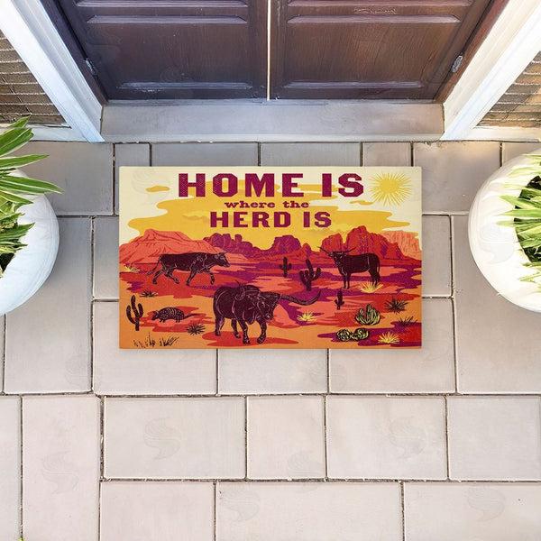Stupell Industries Diane Labombarbe | Where The Herd Is Desert Scene Non-Woven Door Mat
