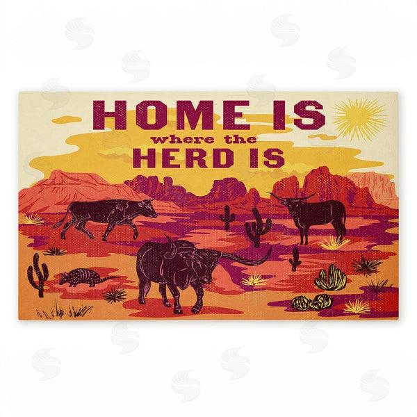 stupell industries Diane Labombarbe | Where The Herd Is Desert Scene Non-Woven Door Mat