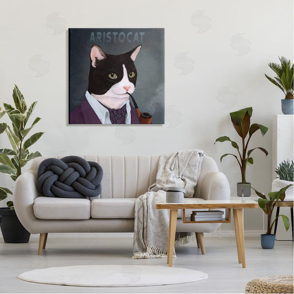 Stupell Industries Diane Neukirch | Aristocat Witty Smiling Cat Portrait Smoking Pipe Wall Art