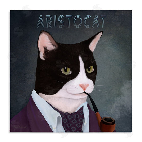 stupell industries Diane Neukirch | Aristocat Witty Smiling Cat Portrait Smoking Pipe Wall Art