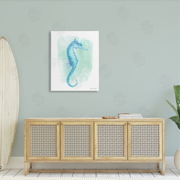 Stupell Industries Diane Neukirch | Blue Seahorse Aquatic Life Subtle Ocean Painting Wall Art