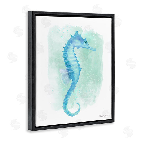 Stupell Industries Diane Neukirch | Blue Seahorse Aquatic Life Subtle Ocean Painting Wall Art