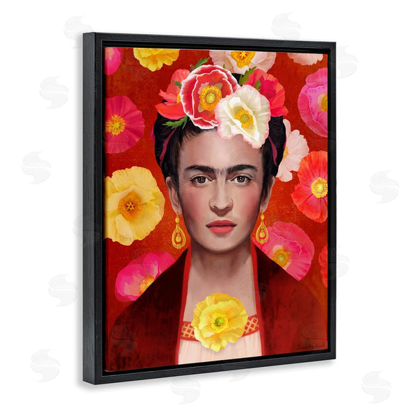 Stupell Industries Diane Neukirch | Bold Frida Kahlo Portrait Floral Poppies Pattern Wall Art