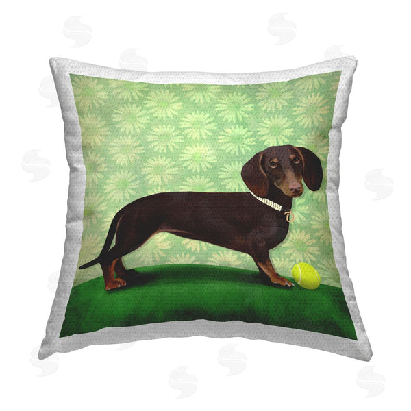 Stupell Industries Diane Neukirch | Dachshund On Green Pattern Printed Throw Pillow