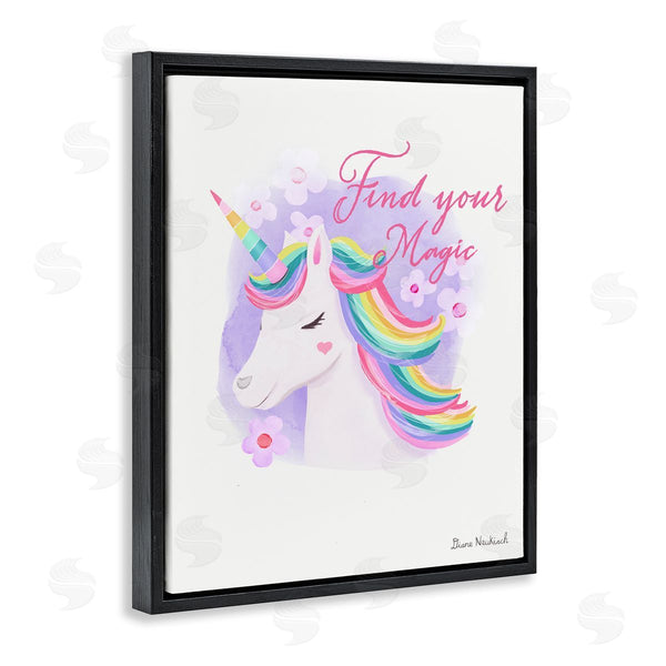 Stupell Industries Diane Neukirch | Find Your Magic Bold Rainbow Floral Unicorn Mane Wall Art