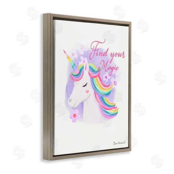 Stupell Industries Diane Neukirch | Find Your Magic Bold Rainbow Floral Unicorn Mane Wall Art
