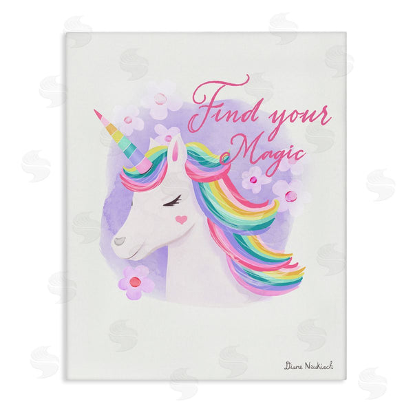 stupell industries Diane Neukirch | Find Your Magic Bold Rainbow Floral Unicorn Mane Wall Art