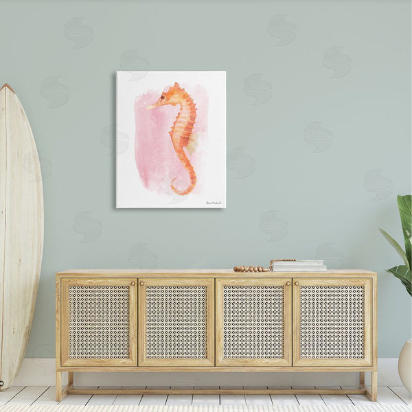 Stupell Industries Diane Neukirch | Gentle Orange Seahorse Speckled Pink Watercolor Detail Wall Art