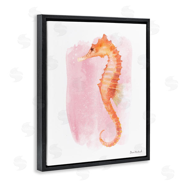 Stupell Industries Diane Neukirch | Gentle Orange Seahorse Speckled Pink Watercolor Detail Wall Art